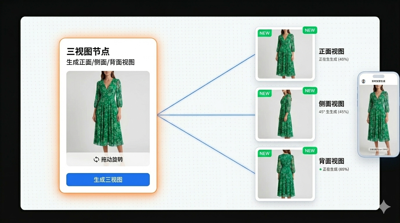 Instant Three-View Generation
